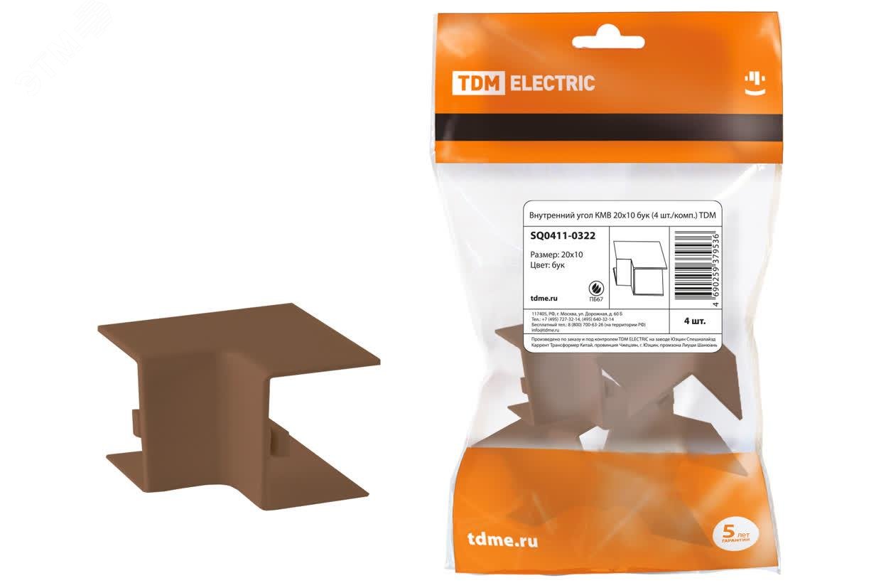 Изображение товара Внутренний угол КМВ 20х10 бук (4 шт./комп.) TDM (упак)
