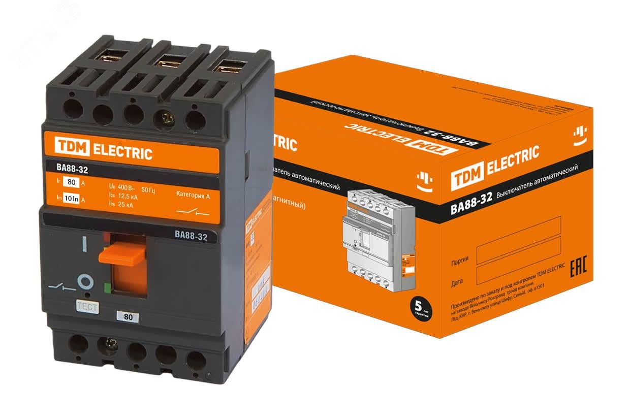 Изображение товара Автоматический выключатель VA88 3Р 80А 25кА TDM Electric