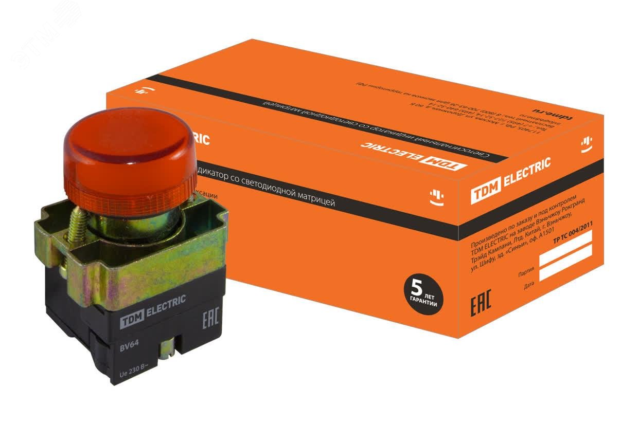 Изображение товара Лампа BV64 матрица d22 мм красныйTDM (шт)