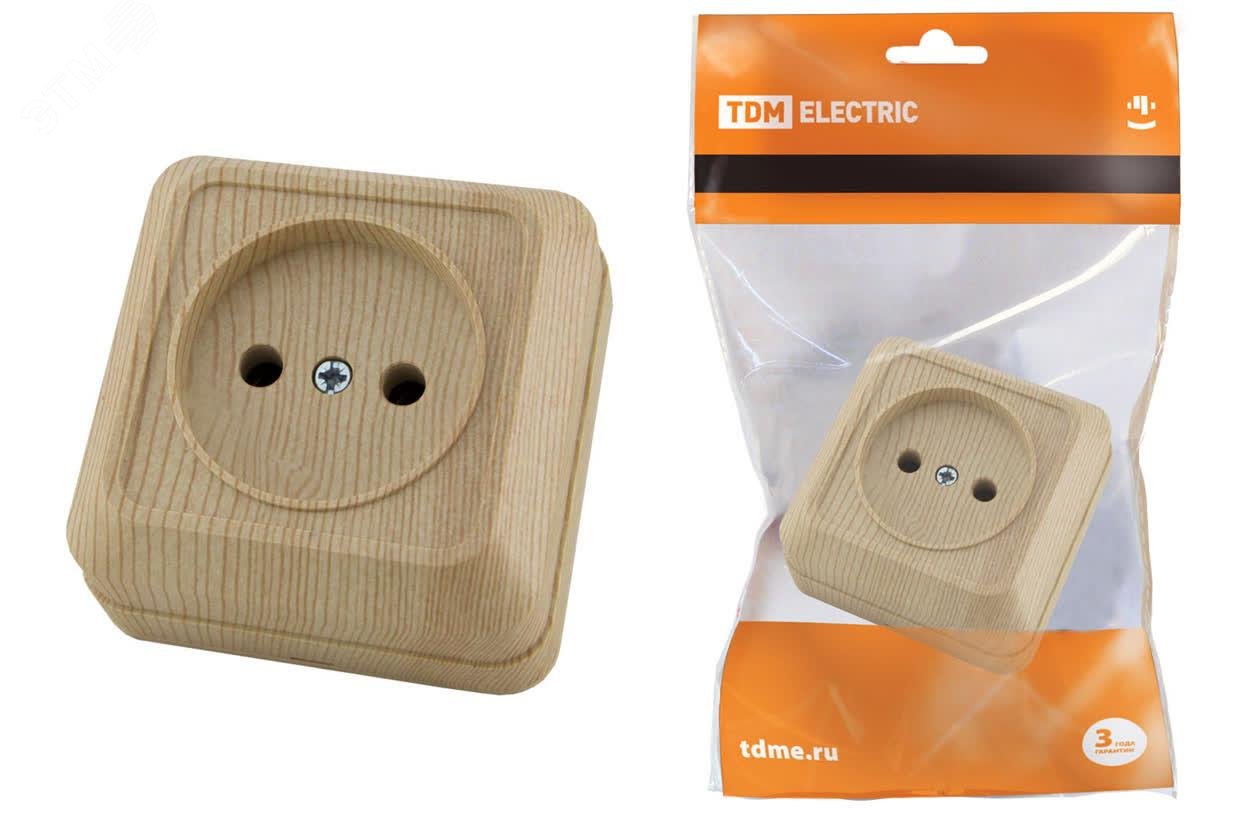 Изображение товара Розетка 2П открытой установки IP20 10А серия Ладога TDM (сосна)