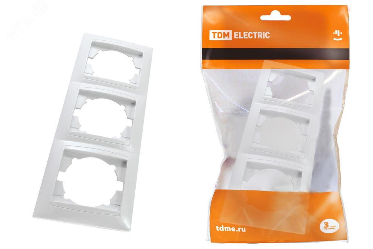 Изображение товара Рамка трехпостовая горизонтальная белая ''Лама'' (шт)