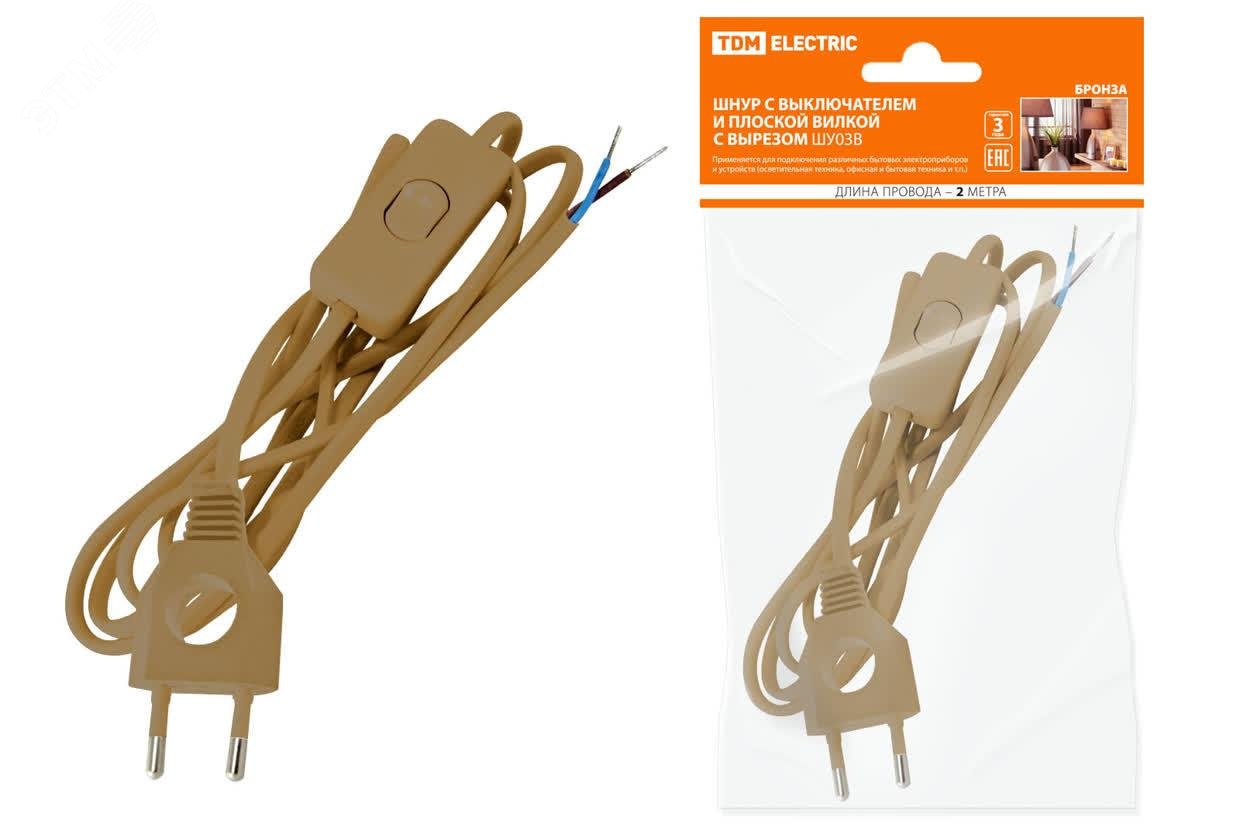 Изображение товара Шнур сетевой ШУ03В ШВВП 2х0,75мм2 2 м бронза TDM
