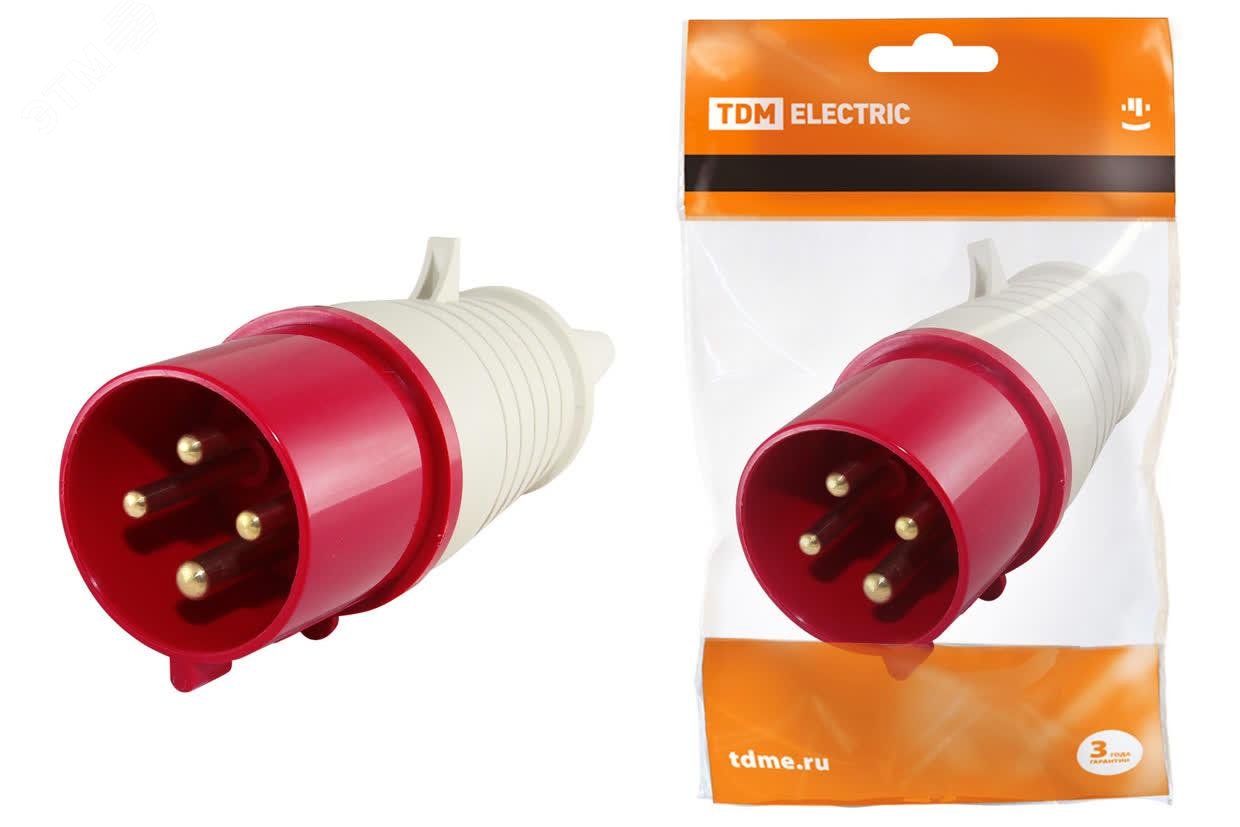 Изображение товара Вилка электросоединительная 024 3Р+РЕ 32А 380В IP44 TDM ELECTRIC