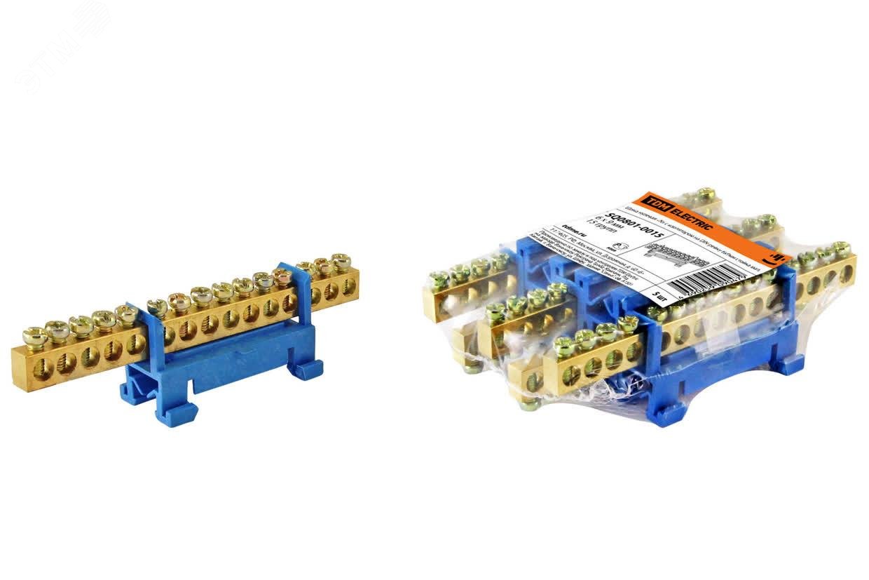 Изображение товара Шина N нулевая с изолятором на DIN-рейку 15 групп TDM ELECTRIC