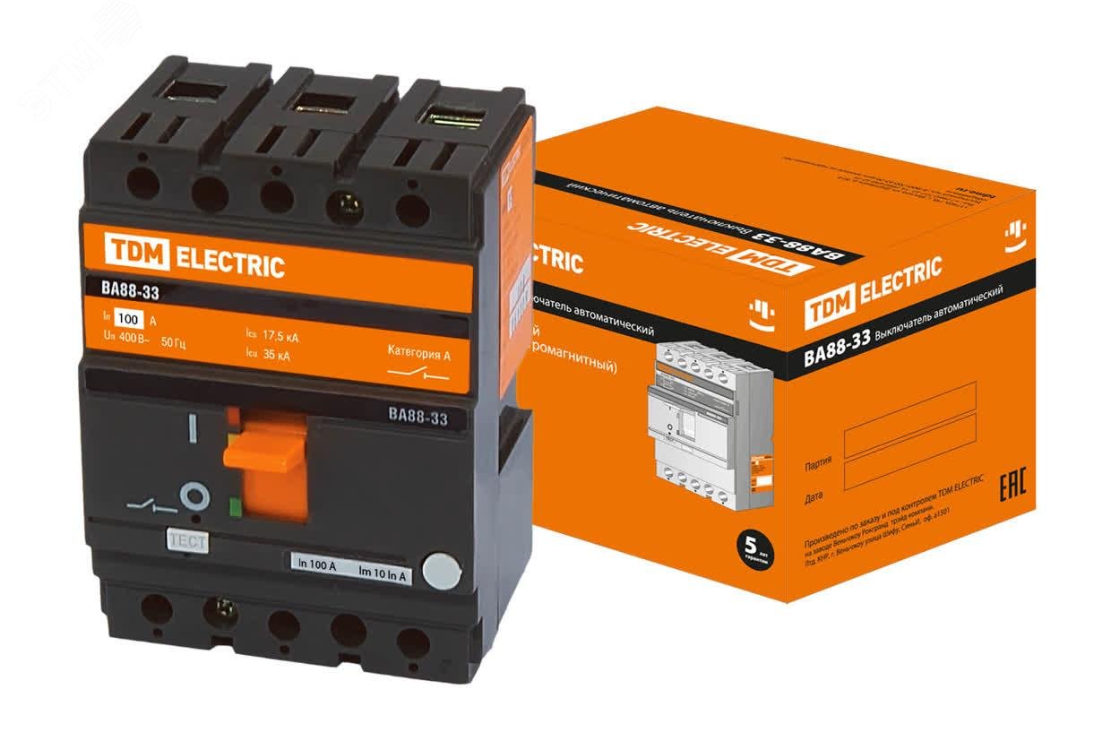 Изображение товара Автоматический выключатель Ва88 33 3Р 100А 35кА 380В 400В TDM ELECTRIC