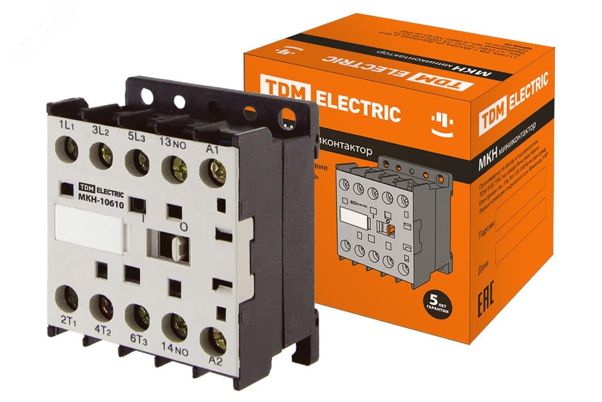Изображение товара Миниконтактор МКН-10610 6А 110В 1НО от TDM ELECTRIC для электродвигателей и нагревателей