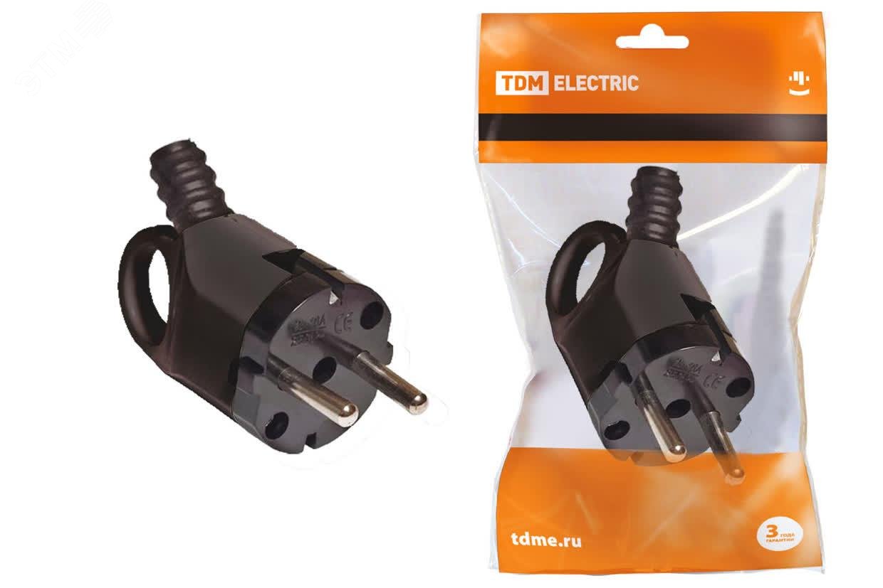 Изображение товара Вилка кабельная угловая с ушком заземлением 16А 250В TDM SQ1806-0006
