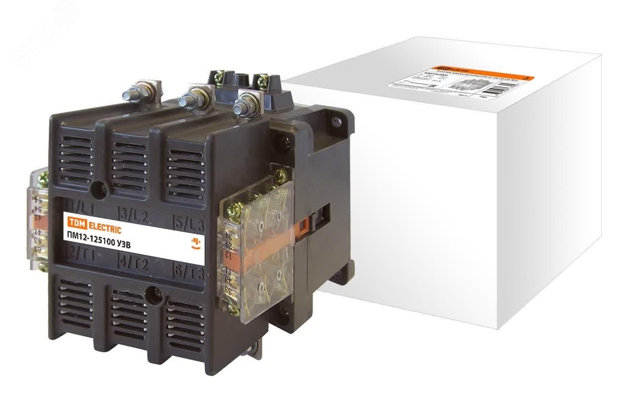 Изображение товара Пускатель электромагнитный ПМ12-125100 У3В TDM, 220 В, 4НО+2НЗ для электродвигателей