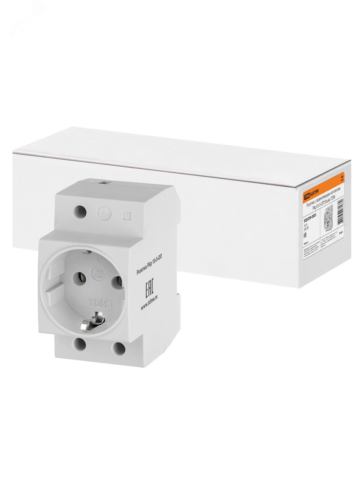 Изображение товара Розетка с заземляющим контактом RAr10-3-OP Shuko TDM Россия