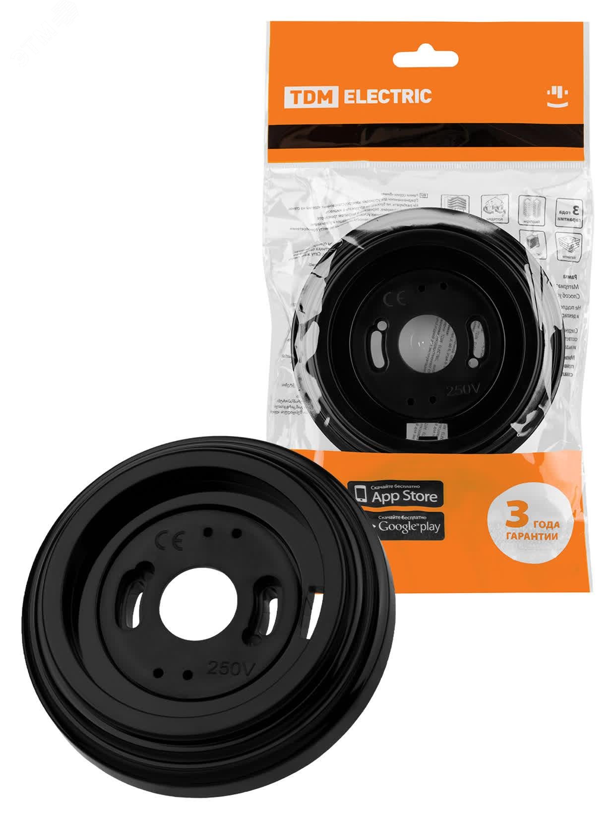 Изображение товара Рамка для выключателя или розетки Виви черная TDM ELECTRIC