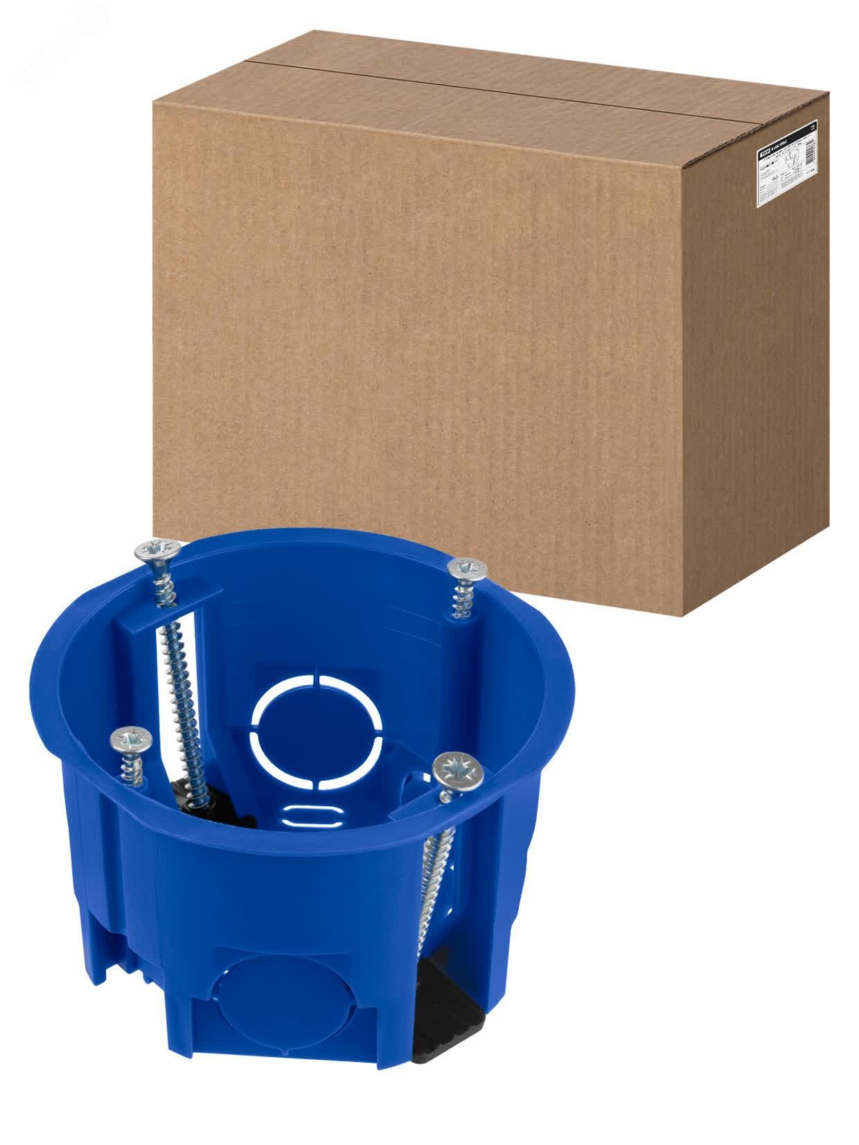 Изображение товара Установочная коробка СП D68х45мм, саморезы, пластиковые лапки, синяя, IP20, (шт)