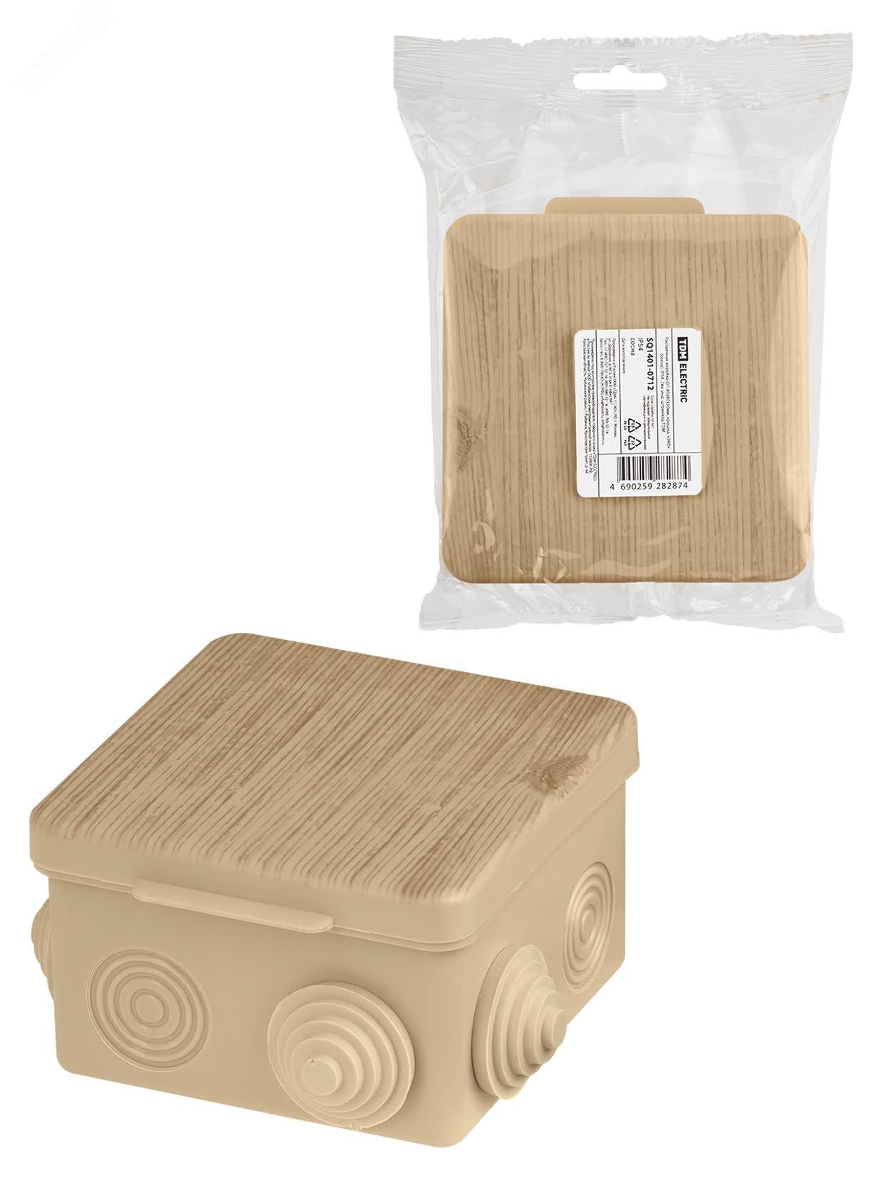 Изображение товара Распаячная коробка ОП 80х80х50мм IP54 с крышкой из сосны