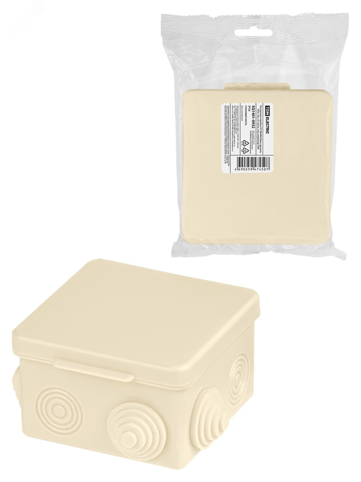 Изображение товара Распаячная коробка IP54 80х80х50мм крышка пластиковая TDM