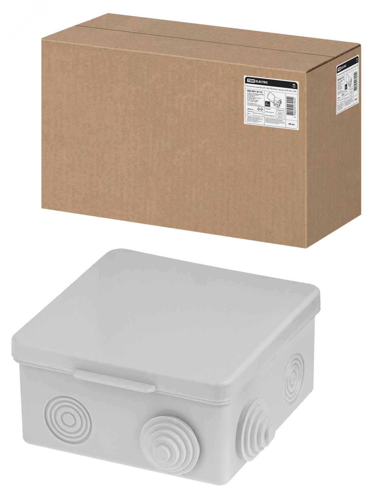 Изображение товара Распаячная коробка ОП 100х100х55мм IP54 с 8 входами TDM ELECTRIC