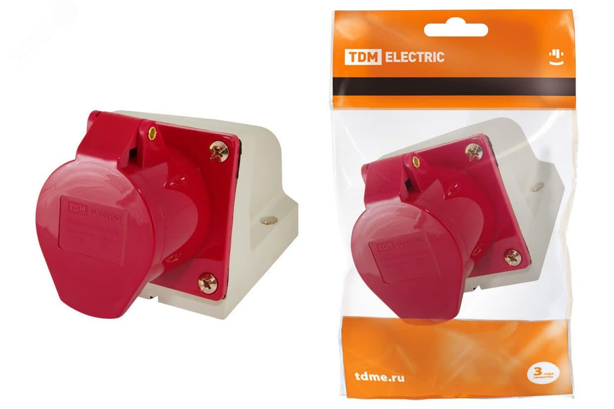 Изображение товара Розетка 114 стационарная 3Р+РЕ 16А 380В IP44 TDM (шт)