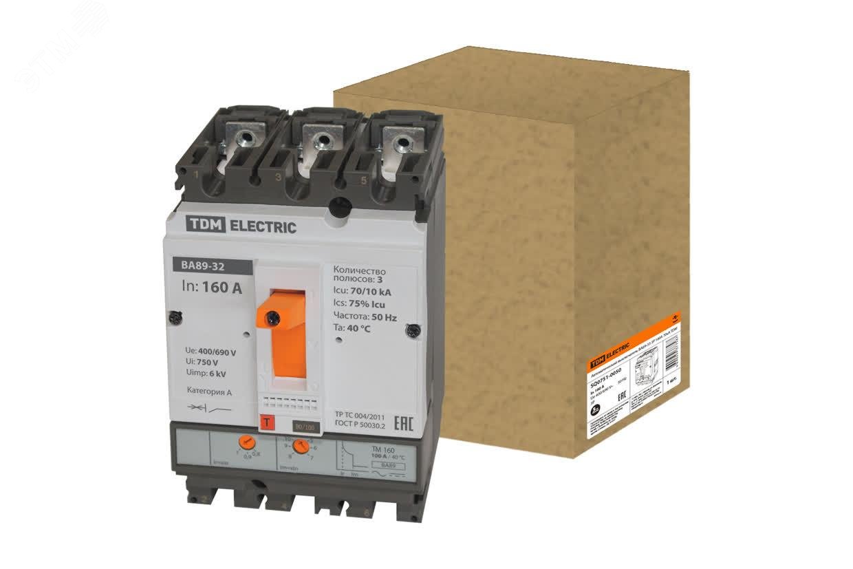 Изображение товара Автоматический выключатель ВА89-33 трехполюсной 160А 70кА (шт)