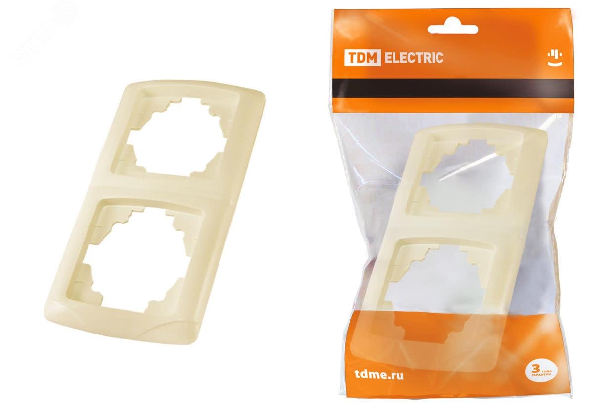 Изображение товара Рамка 2 постовая вертикальная Онега TDM, бежевый, для электромонтажа