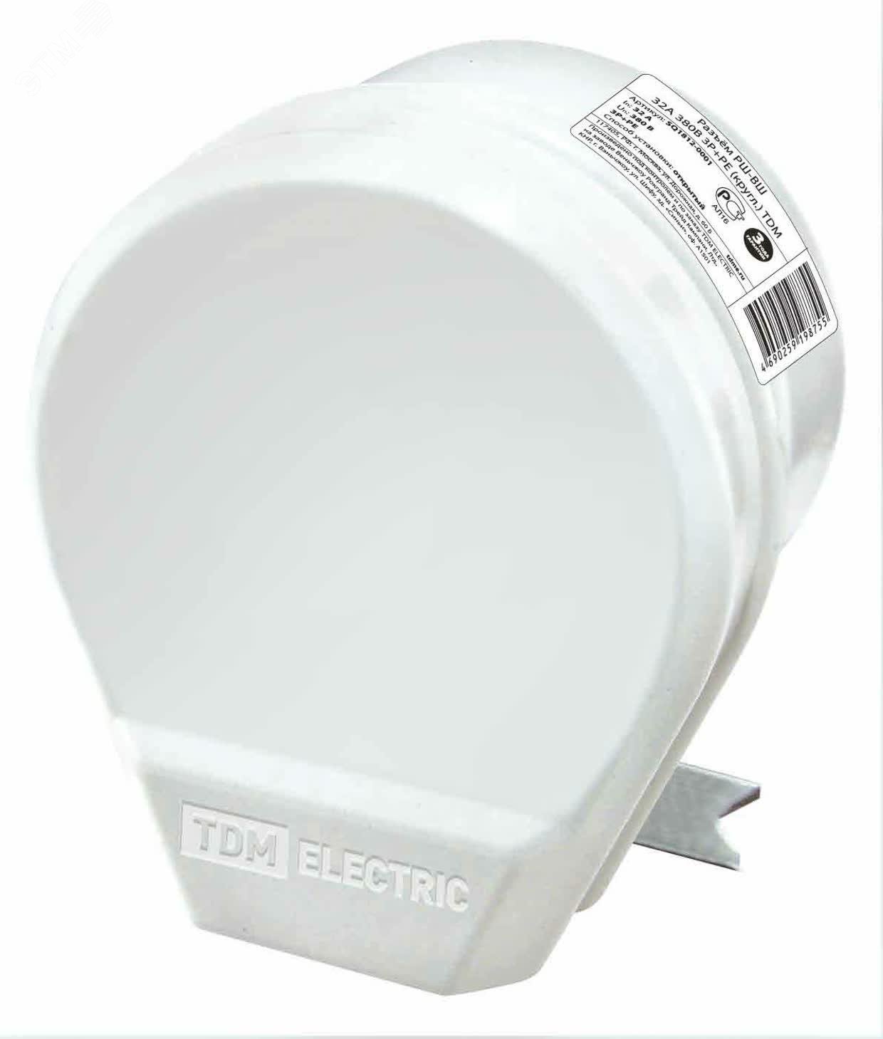 Изображение товара Разъем РШ-ВШ 32А 250В 2Р+РЕ СУ белый TDM ELECTRIC