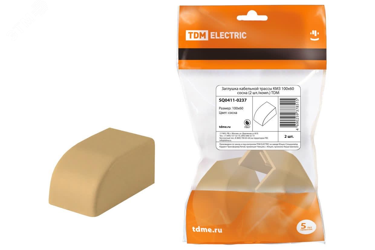 Изображение товара Заглушка кабельной трассы КМЗ 100x60 сосна 2 шт. TDM пластик