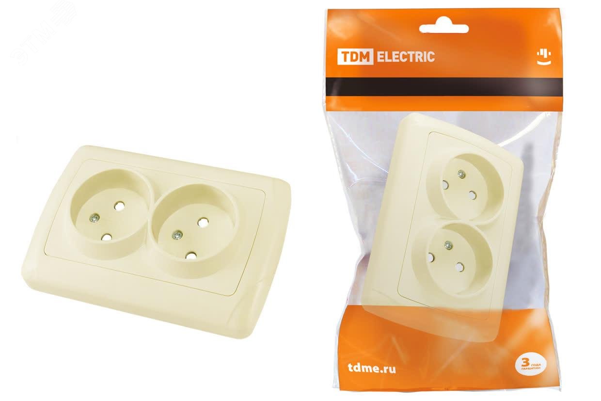 Изображение товара Розетка двойная 2П 10А 250В с защитой шт Онега TDM