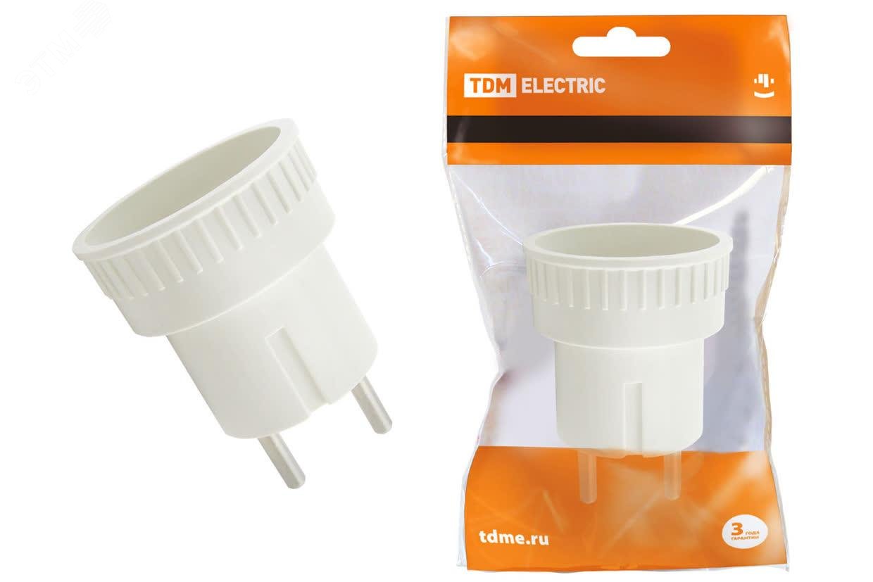 Изображение товара Адаптер для европейских вилок к российским розеткам 6А 250В TDM