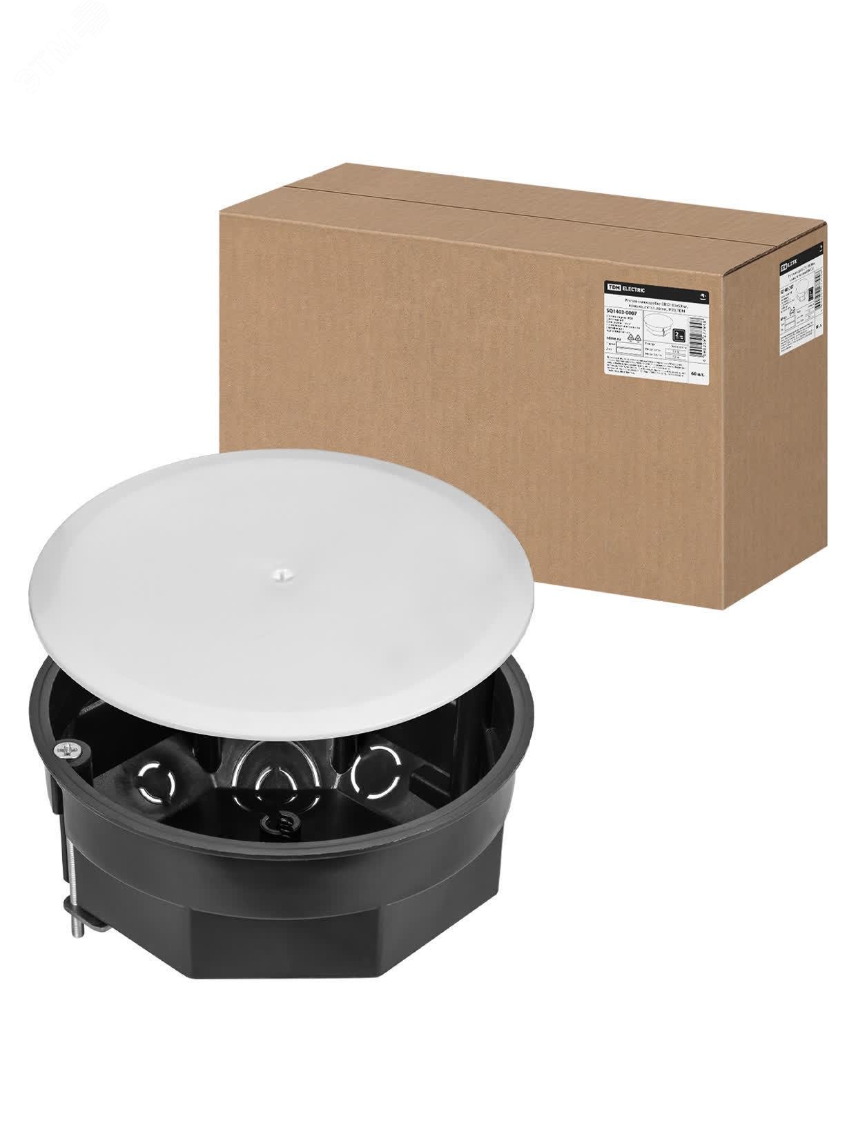 Изображение товара Распаячная коробка СП D103х50мм крышка метал. лапки IP20 TDM (шт)