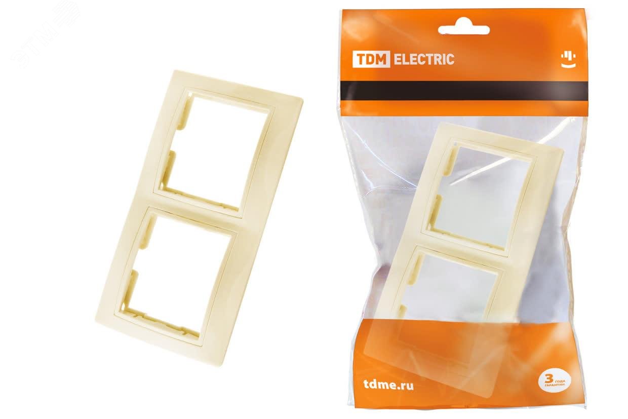 Изображение товара Рамка двухпостовая горизонтальная слоновая кость Таймыр TDM ELECTRIC