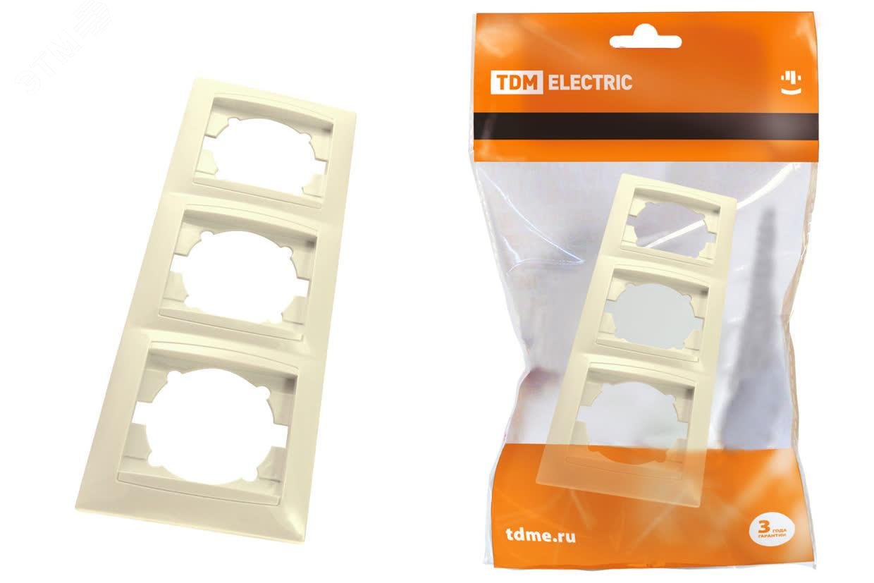 Изображение товара Рамка 3-х постовая горизонтальная сл. кость Лама TDM для электросетей