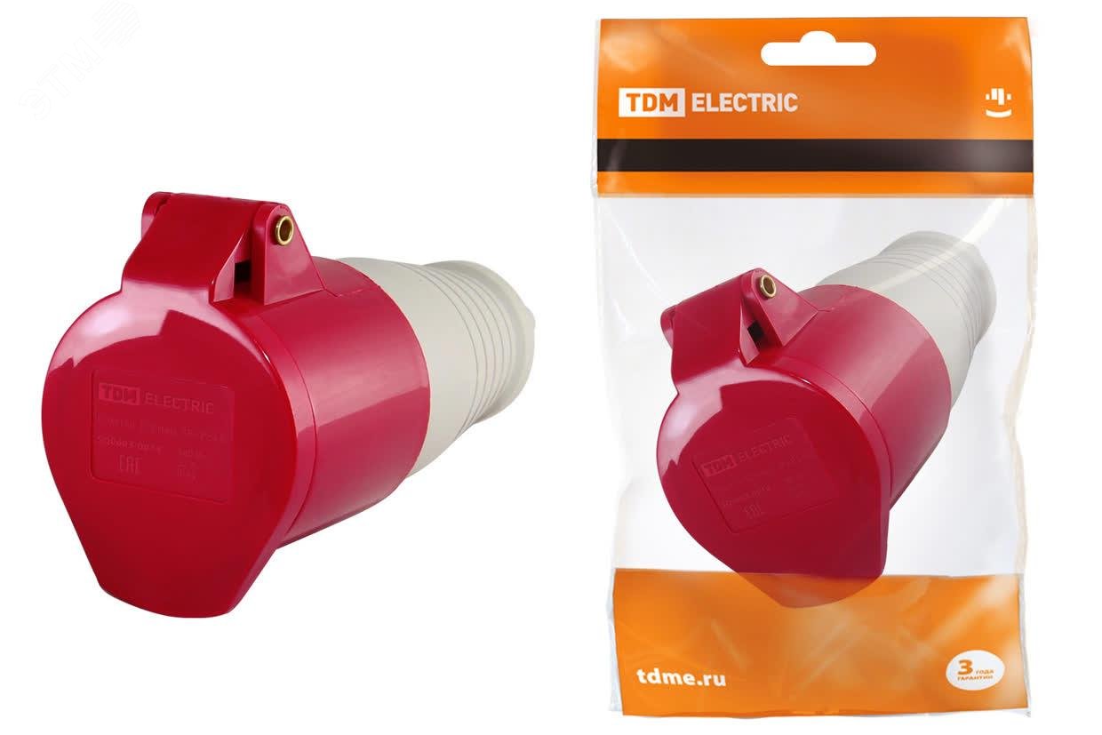 Изображение товара Розетка 225 переносная 3Р+РЕ+N 32А IP44 380В TDM ELECTRIC