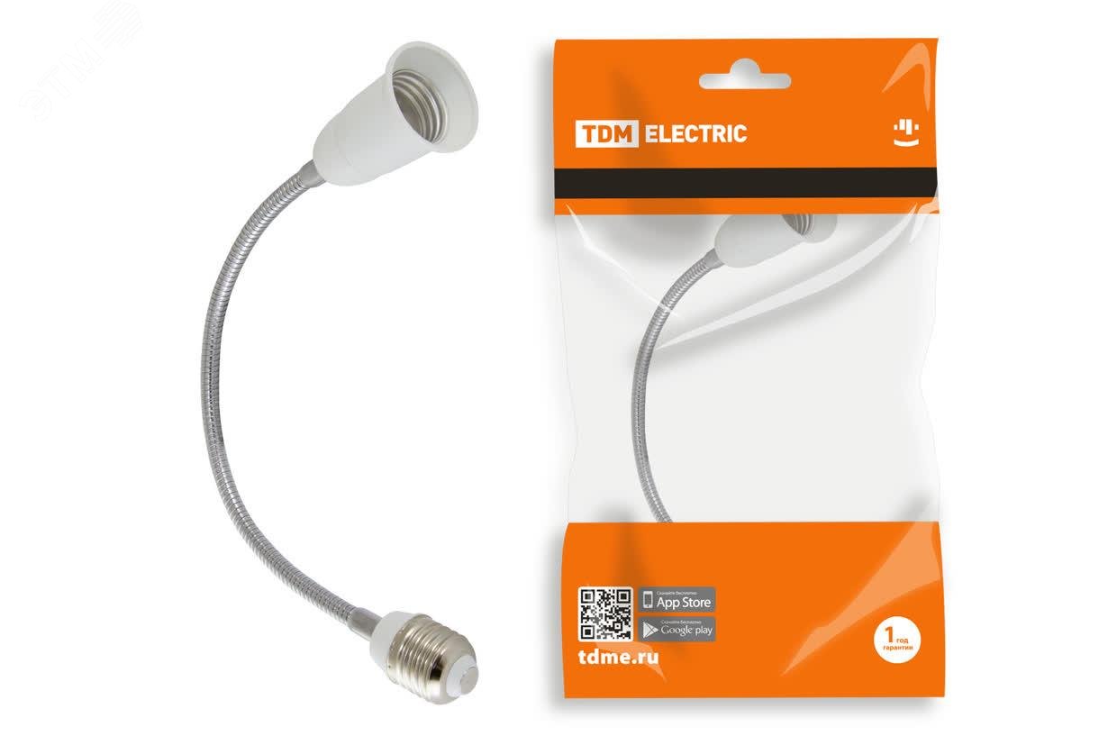 Изображение товара Переходник Е27 Е27 гибкий 300мм белый для направленного освещения