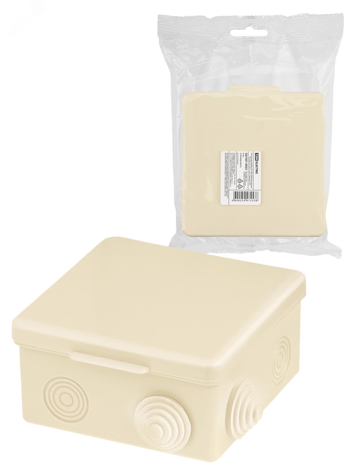 Изображение товара Распаячная коробка IP54 100x100x55мм крышка для открытой проводки TDM