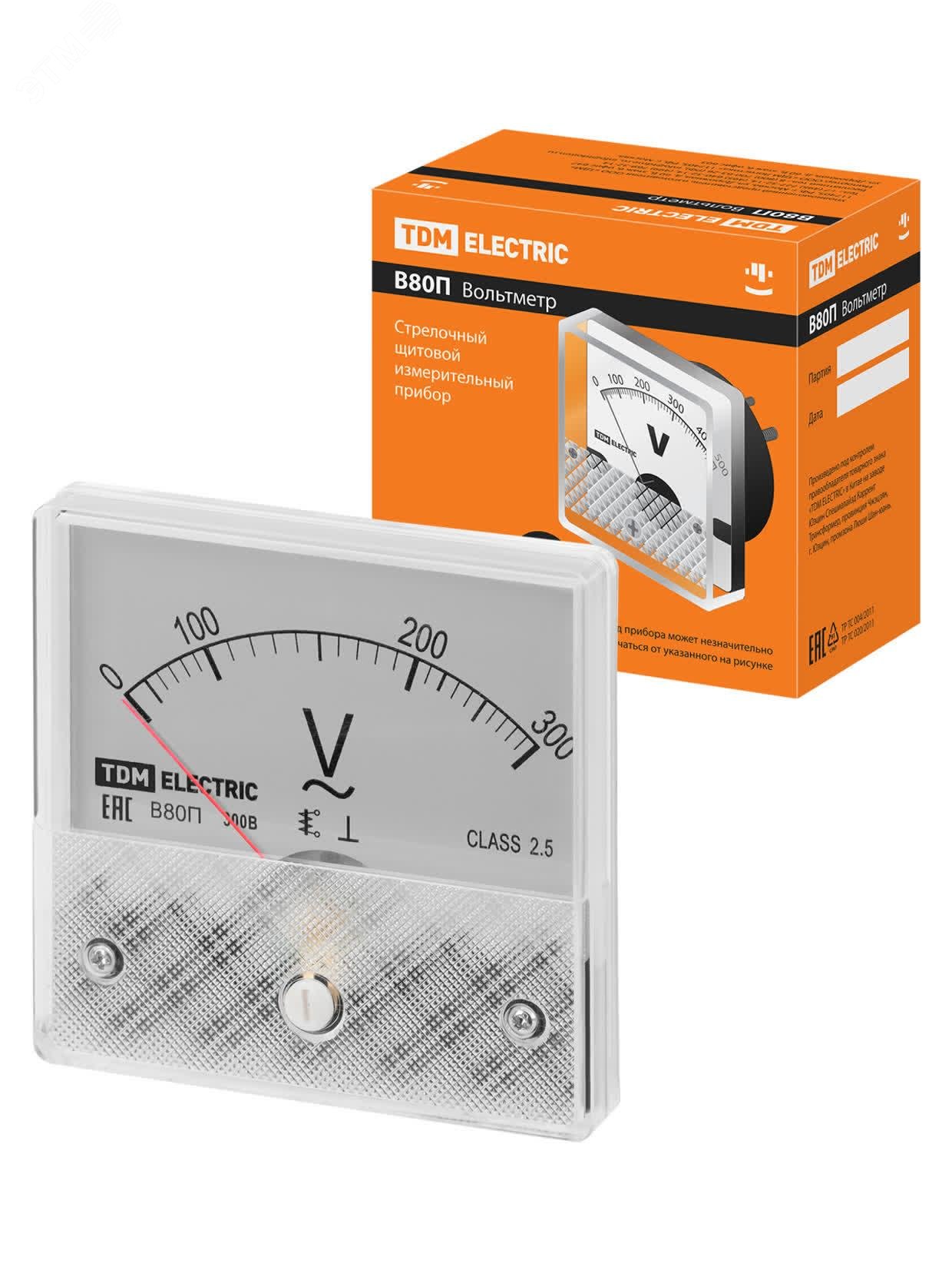 Изображение товара Вольтметр TDM ELECTRIC SQ1102-0239 В80ПН 300В-2,5 без поверки