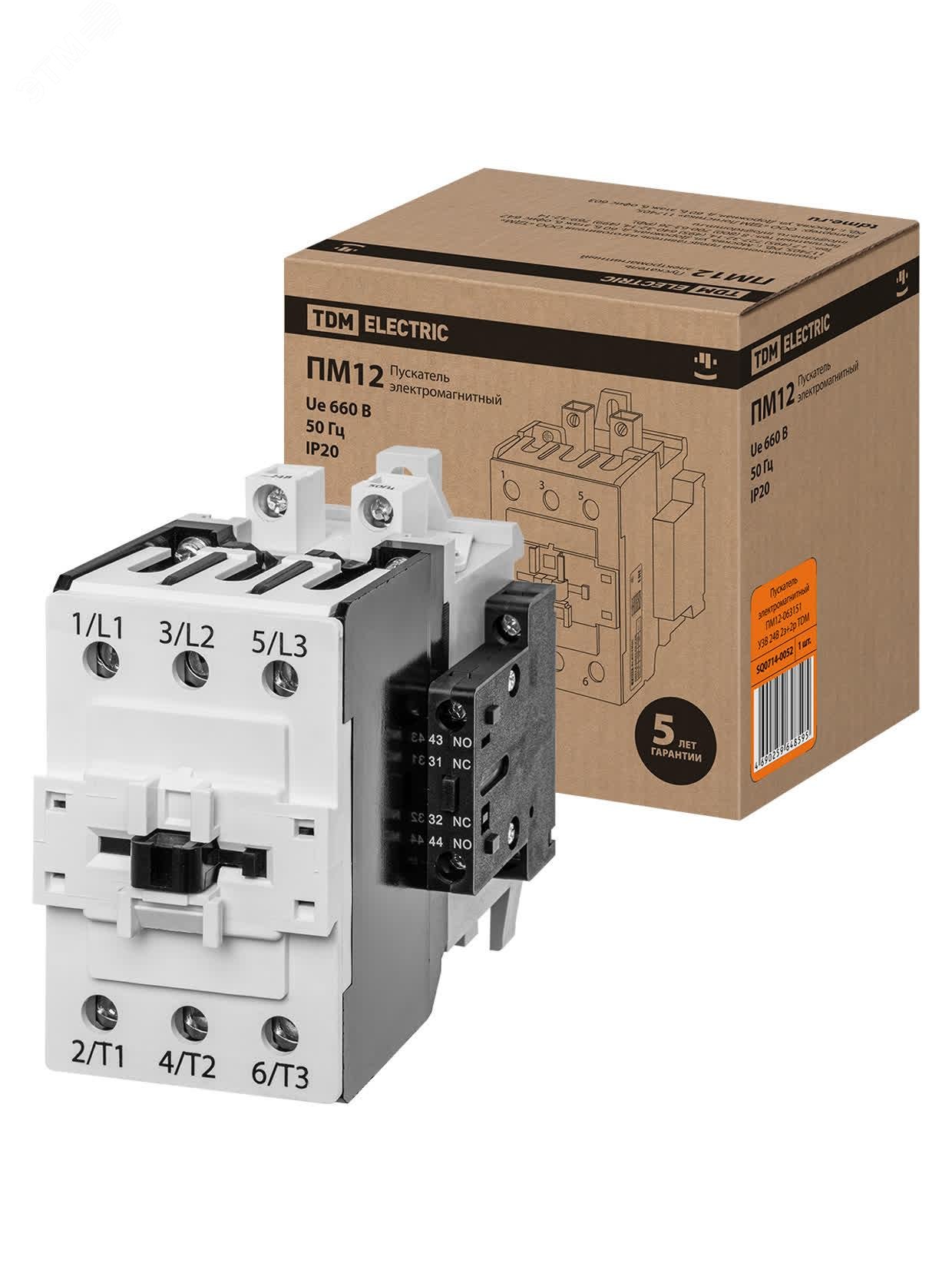 Изображение товара Пускатель электромагнитный ПМ12-063151 У3В 24B 2з+2р TDM (упак)