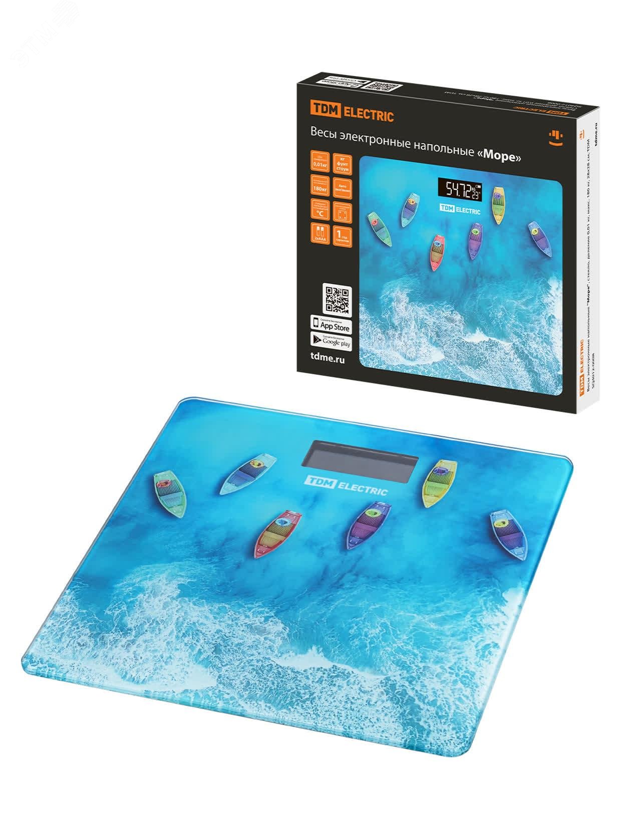 Изображение товара Весы электронные напольные «Море» 180 кг 28x28 см
