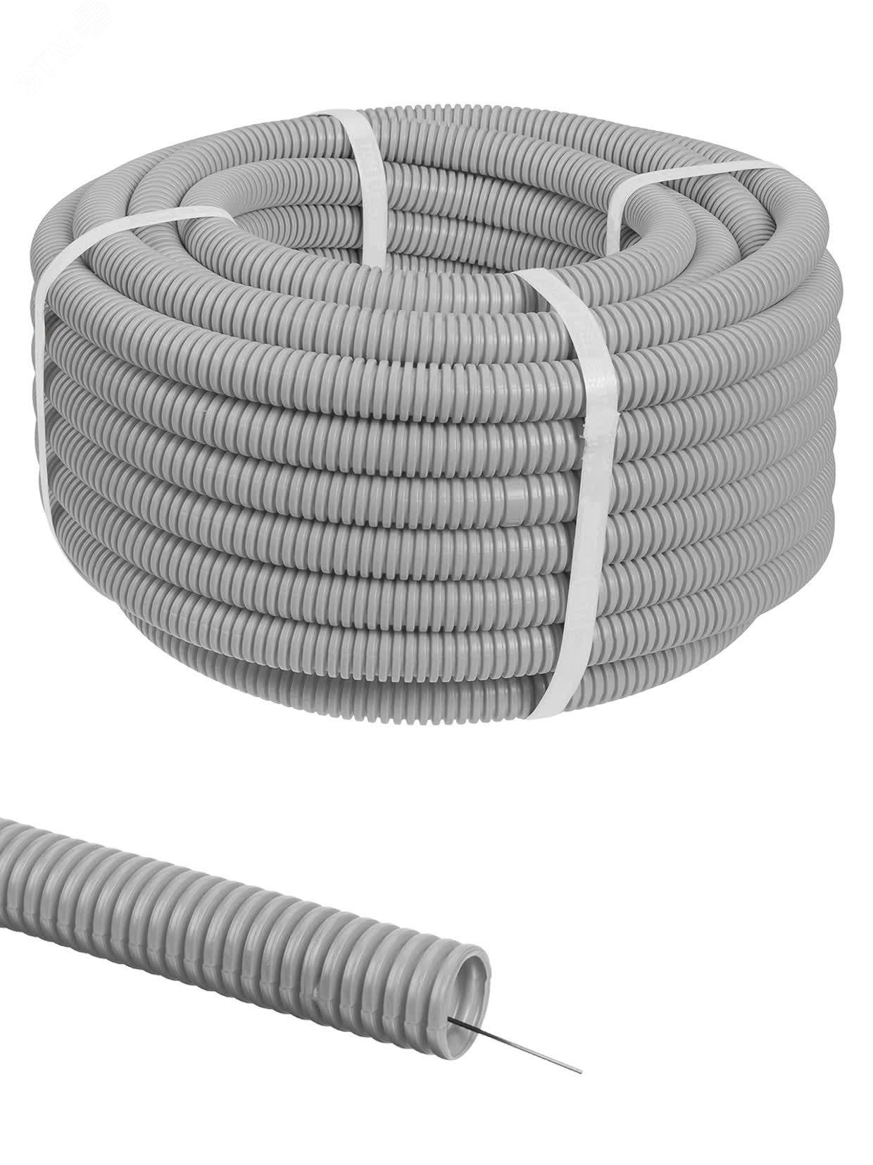 Изображение товара Труба гофрированная ПВХ d 20 с зондом (20 м) легкая (м)