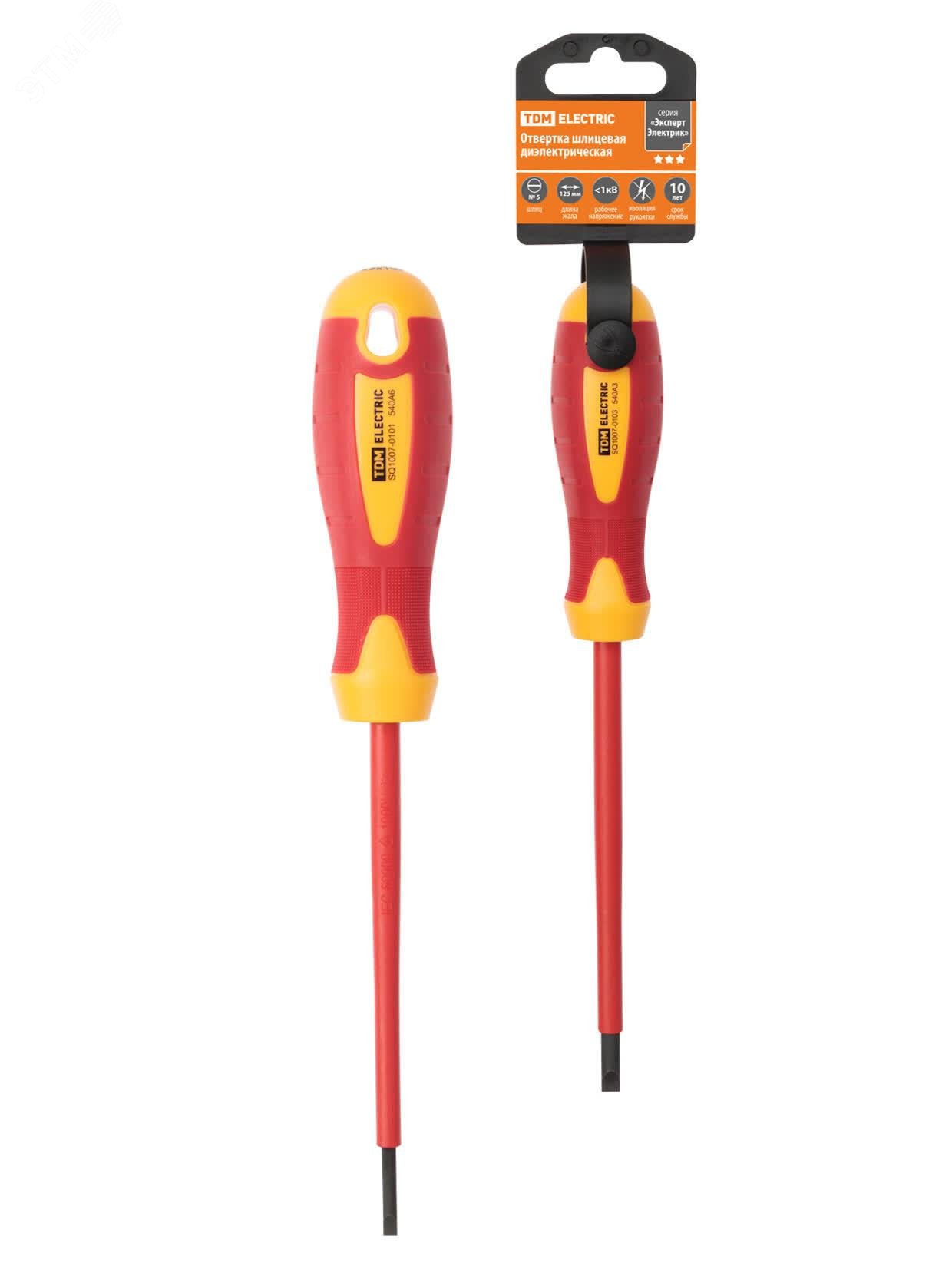 Изображение товара Отвертка шлицевая диэлектрическая типа SL3x100 серия ЭкспертЭлектрик TDM
