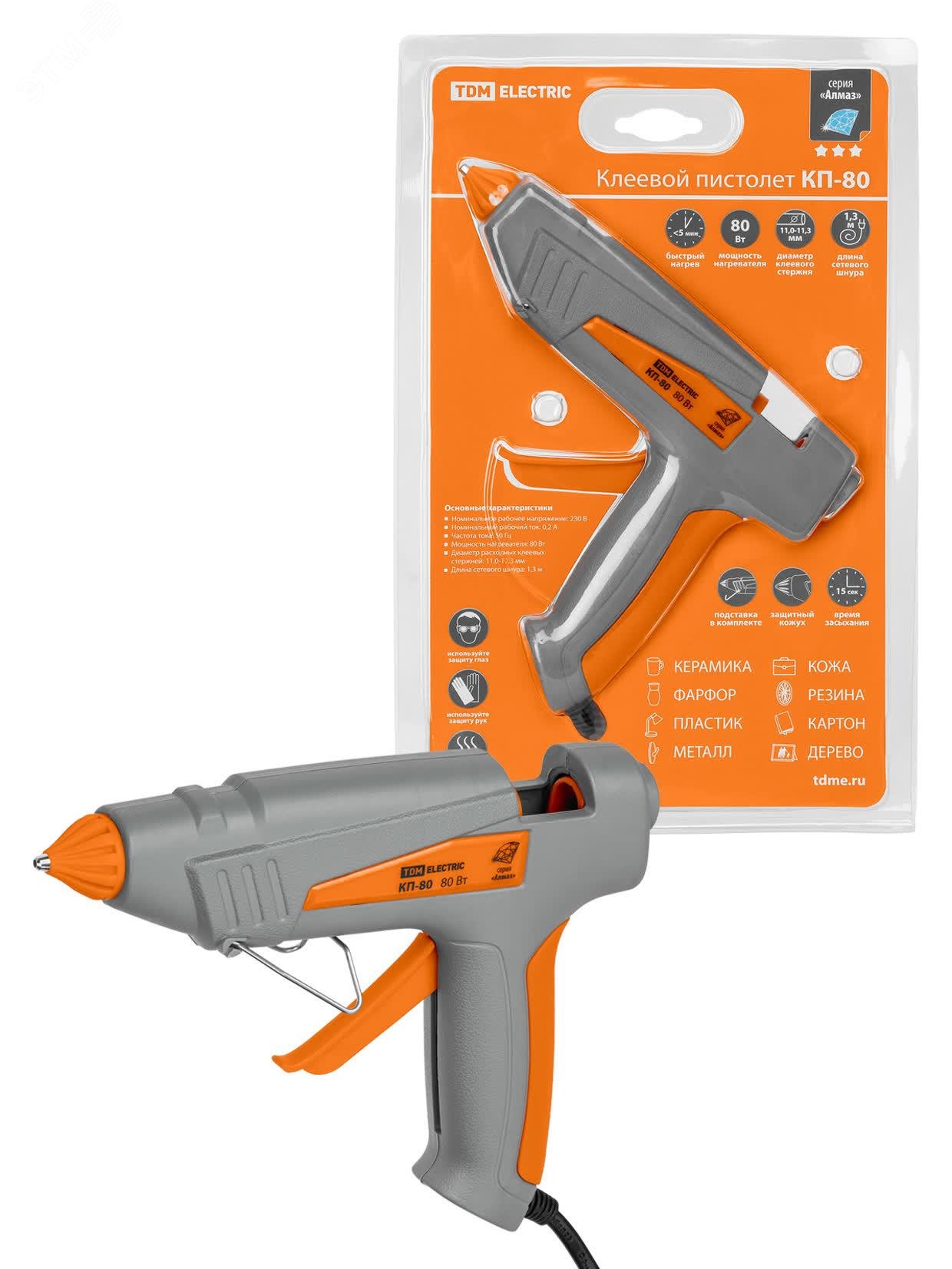 Изображение товара Пистолет клеевой TDM ELECTRIC КП-80 80 Вт для ремонтных и творческих работ