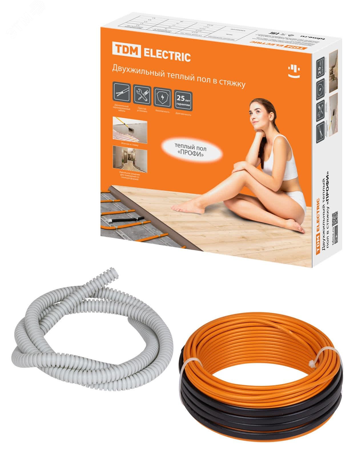 Изображение товара Теплый пол двухжильный ПРОФИ 15 м 300 Вт TDM для стяжки