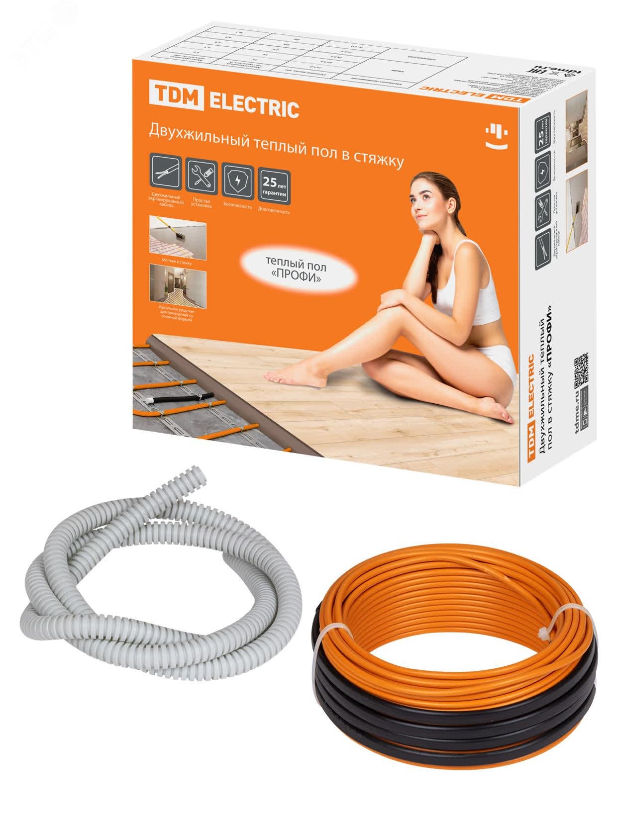 Изображение товара Теплый пол в стяжку двухжильный ПРОФИ 51 м 1000 Вт TDM для комфортного обогрева