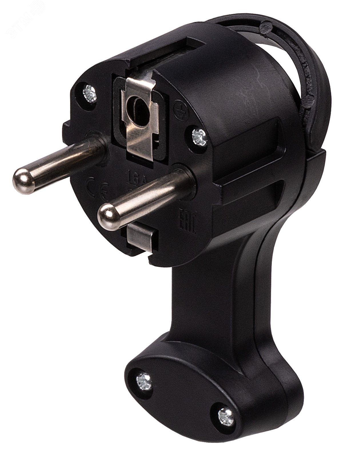 Изображение товара Вилка кабельная круглая плоская с кольцом черная SQ1806-0196 250В 4кВт