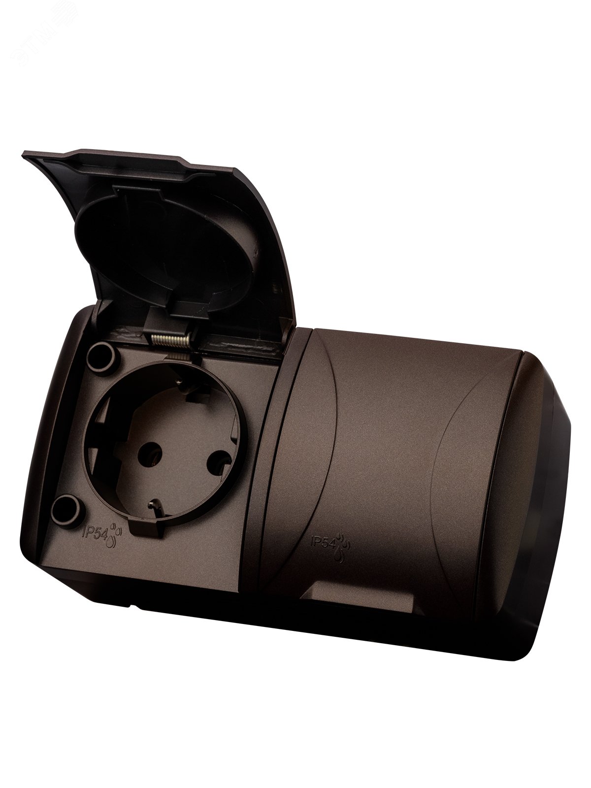 Изображение товара Розетка двойная открытая установка IP54 16А Селигер TDM шоколад