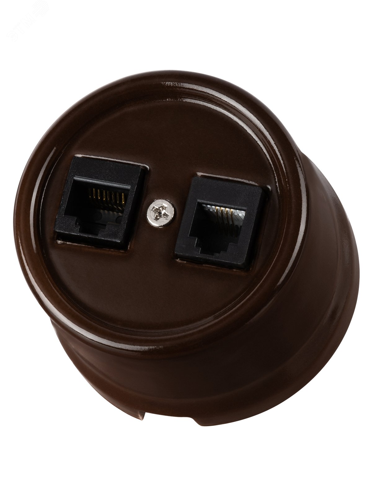 Изображение товара Розетка телефонная RJ11 + компьютерная RJ45 коричневая «Болонь» TDM (шт)