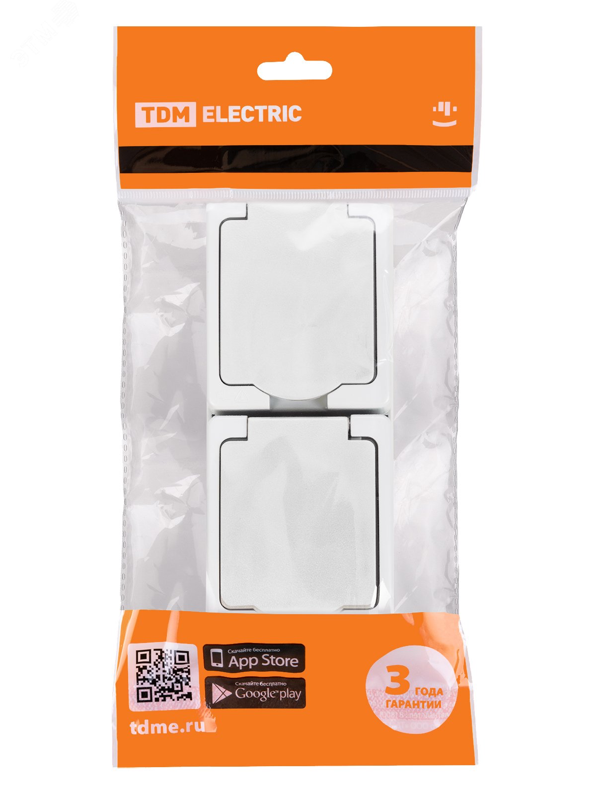 Изображение товара Розетка двойная вертикальная открытой установки IP54 2П+З белая Вуокса TDM