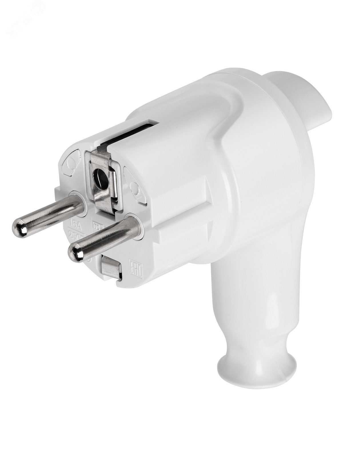 Изображение товара Угловая вилка кабельная с кнопкой извлечения 250 В 16 А белая TDM