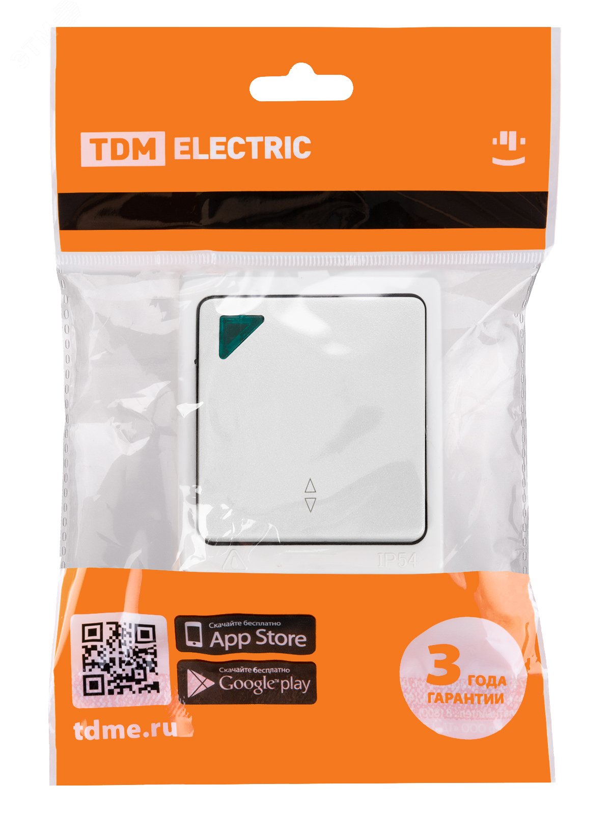 Изображение товара Переключатель на 2 направления 1-кл. с подсветкой IP54 10А Вуокса TDM