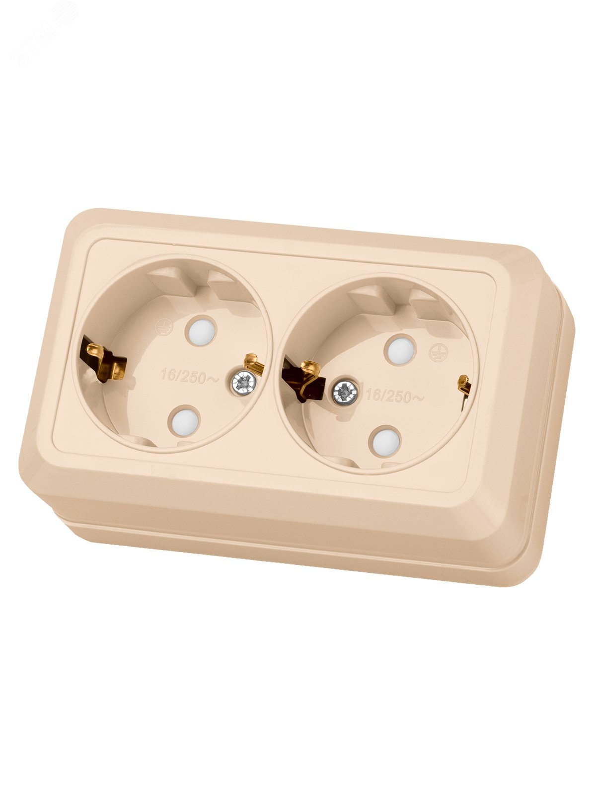 Изображение товара Розетка двойная 2П+З открытой установки IP20 слоновая кость серия Ладога TDM