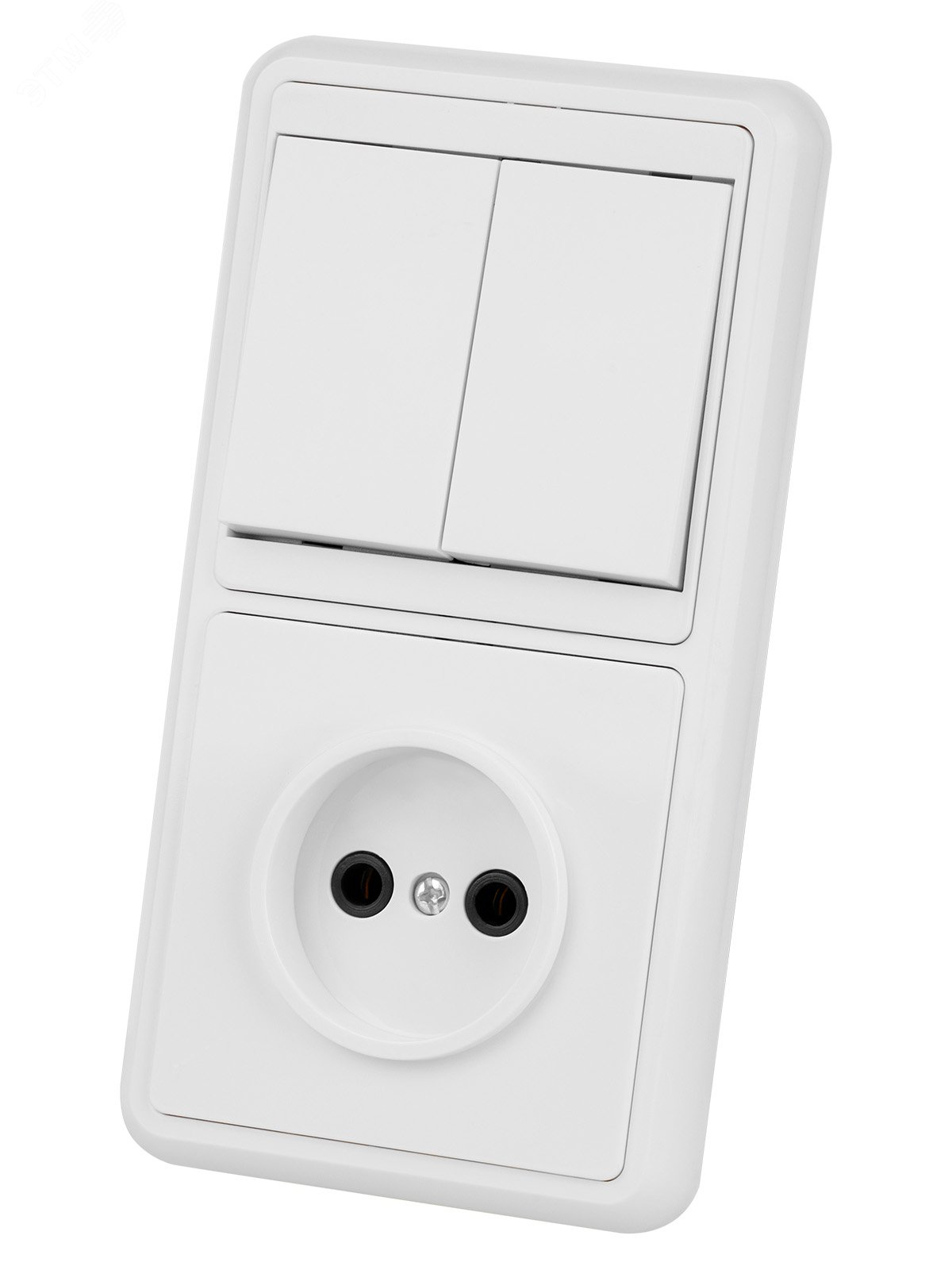 Изображение товара Блок комбинированный TDM SQ1813-0011 2 клавиши розетка скрытый монтаж белый