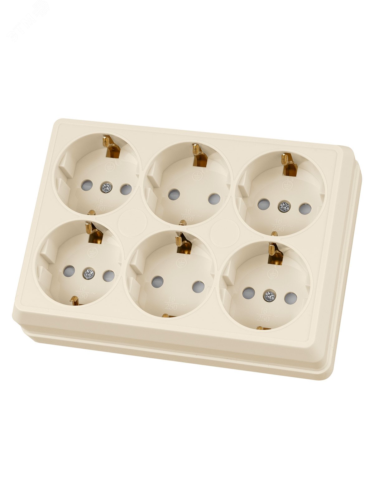 Изображение товара Шестиместная розетка с заземлением и защитными шторками IP20 Ладога TDM