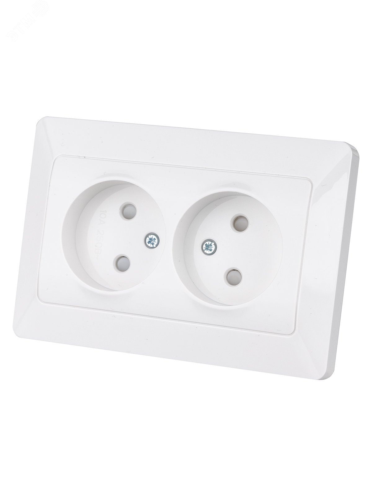 Изображение товара Розетка двойная 2П с защитой Шт. 10А 250В белая Ильмень TDM