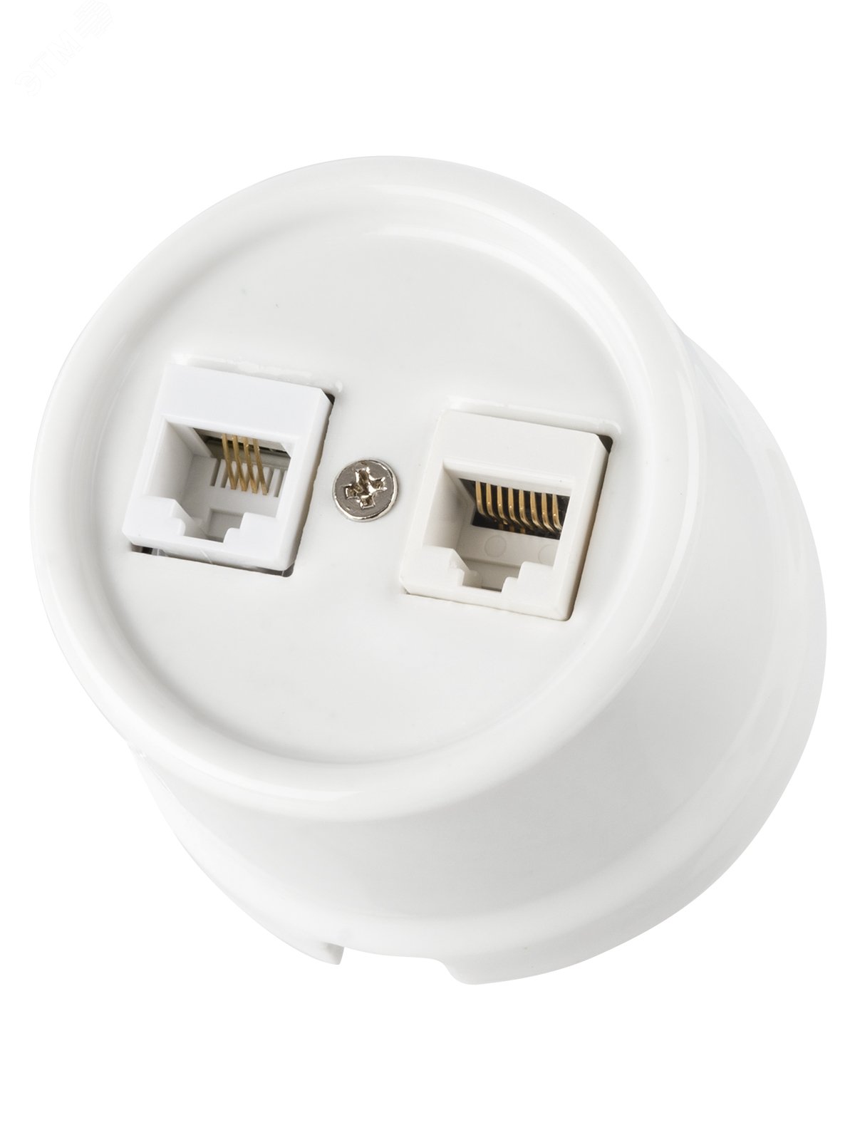 Изображение товара Розетка телефонная RJ11 и компьютерная RJ45 серия Болонь белая TDM